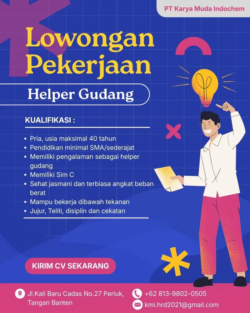 LOWONGAN KERJA HELPER GUDANG