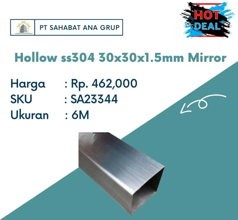 Hollow ss304 30x30x1.5mm Mirror