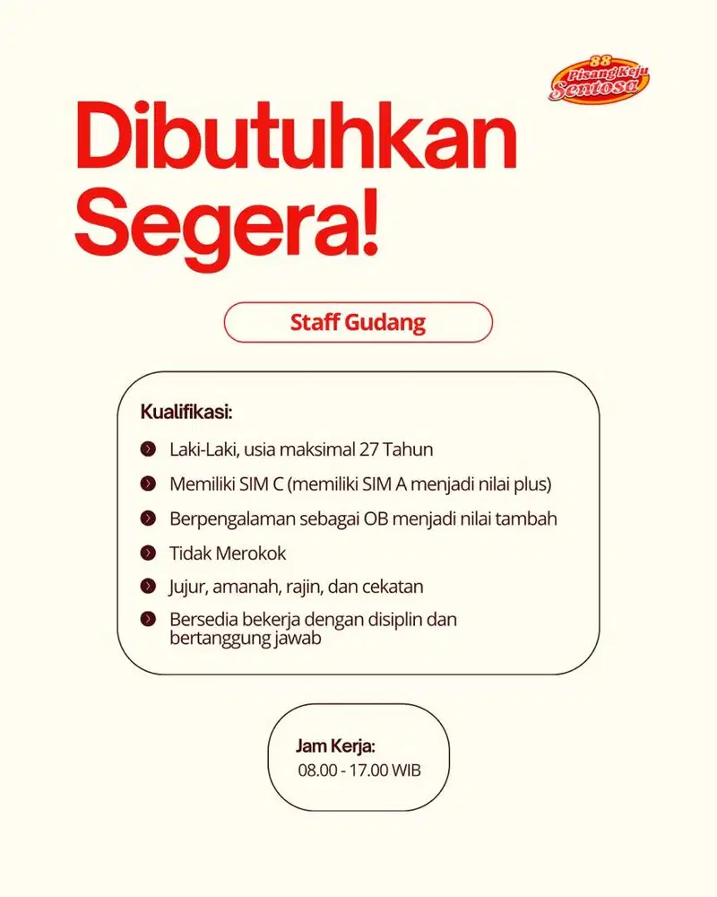 Dibutuhkan Karyawan Gudang