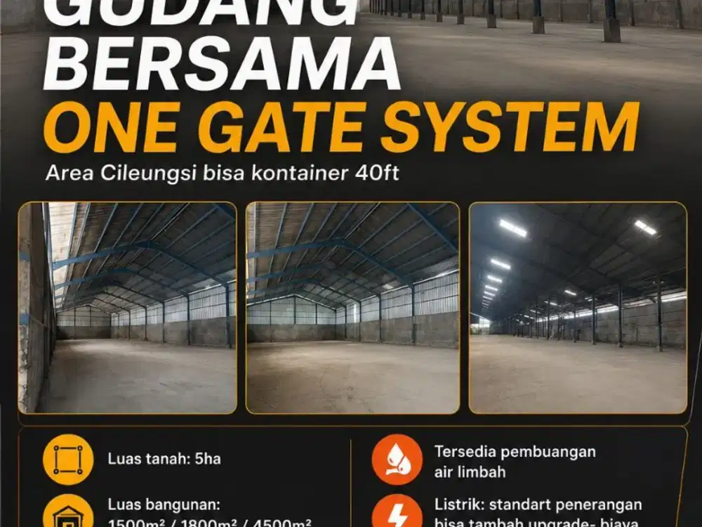DISEWAKAN GUDANG 1800M2-CILEUNGSI CIBUBUR-SIAP PAKAI