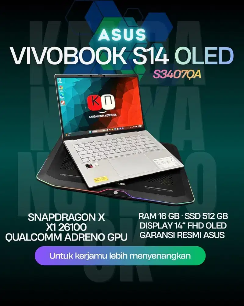 Asus Vivobook S14 OLED S3407QA Snapdragon X X1 26100 16GB 512GB Fulset
