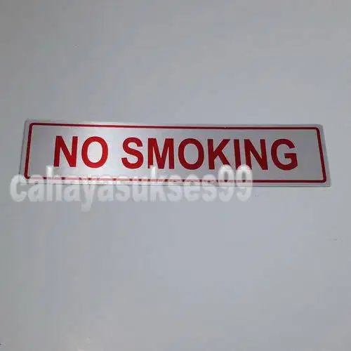 Sticker Aluminium Sign Board No Smoking 19cm x 5cm Stiker Label Kantor