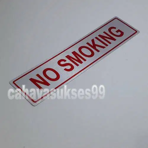 Sticker Aluminium Sign Board No Smoking 19cm x 5cm Stiker Label Kantor