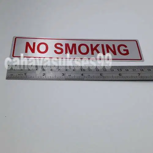 Sticker Aluminium Sign Board No Smoking 19cm x 5cm Stiker Label Kantor
