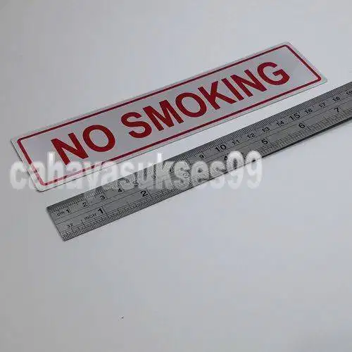 Sticker Aluminium Sign Board No Smoking 19cm x 5cm Stiker Label Kantor