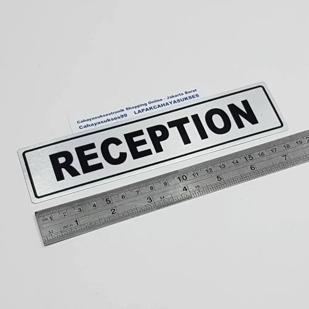 Sticker Aluminium Sign Board RECEPTION Stiker Label Meja Receptionist