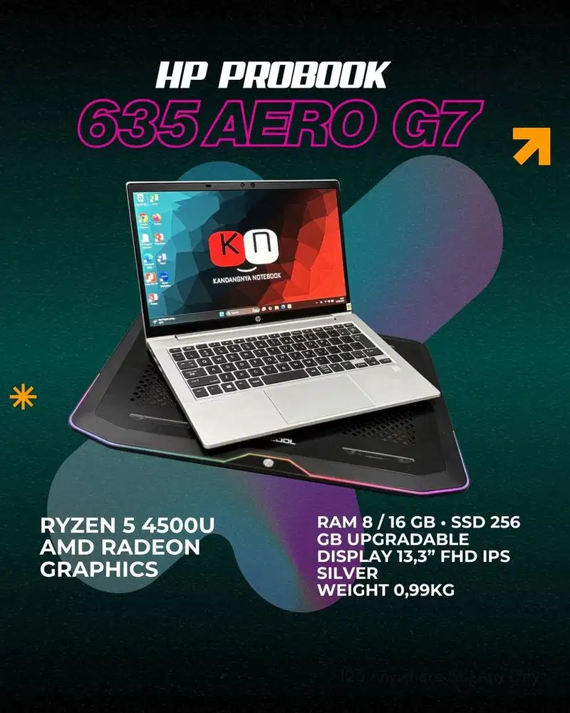 Hp Probook 635 Aero G7 Ryzen 5 4500U 8GB 256GB 13 inch slim ringan