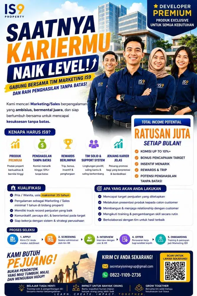 Kami tidak mencari marketing tapi kita mencari orang yang siap naik