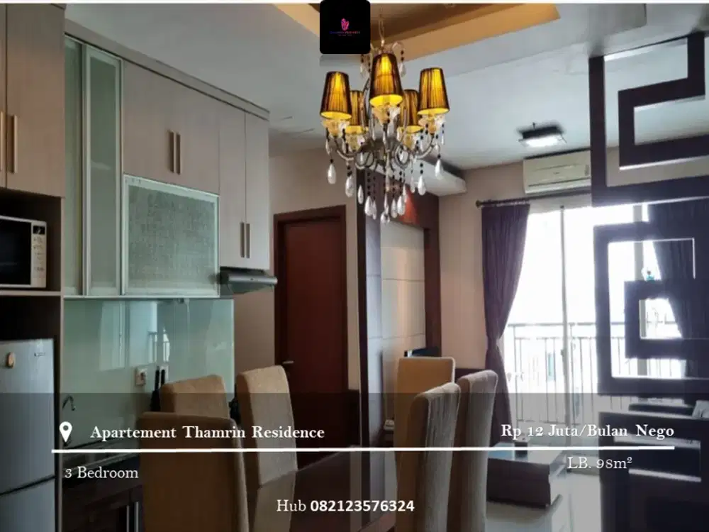 Disewakan Apartement Thamrin Residence High Floor 3BR FF