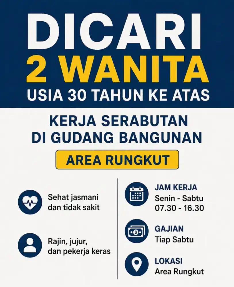 Dicari pekerja wanita