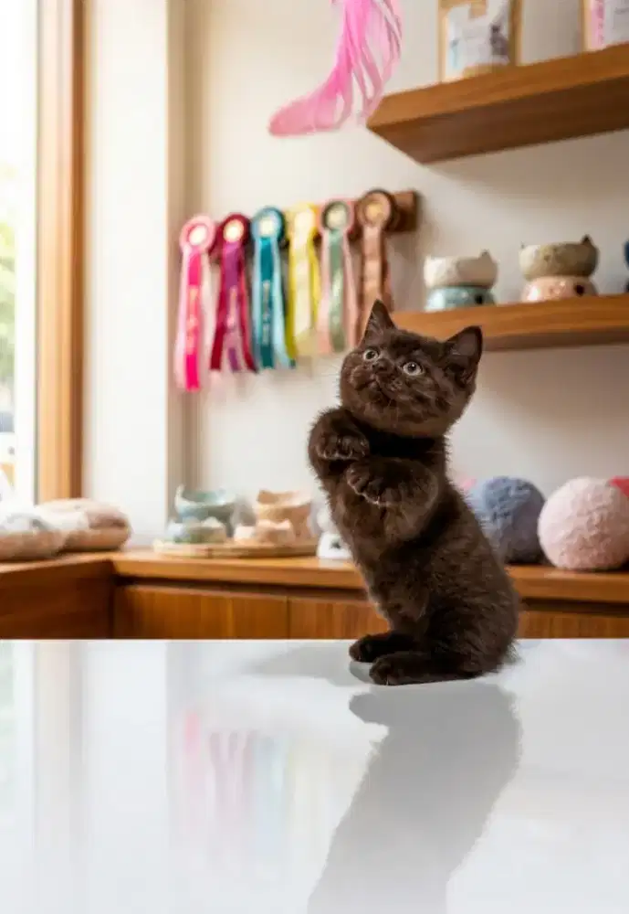 Munchkin Bsh Dark Choco Betina British Shorthiar