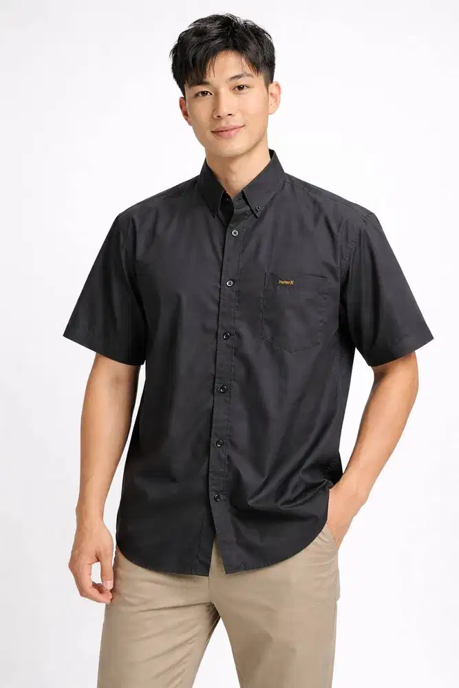 Kemeja Slim fit pria lengan Pendek Abu Abu Baju Kerja Seragam Kantor