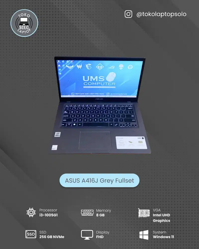 ASUS A416J INTEL CORE i3-1005G1 RAM 8GB SSD 256GB