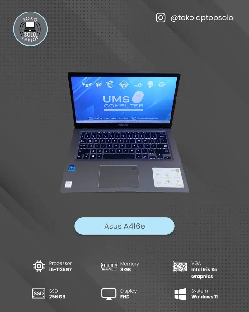 ASUS A416E INTEL CORE i5-1135G7 RAM 8GB SSD 256GB