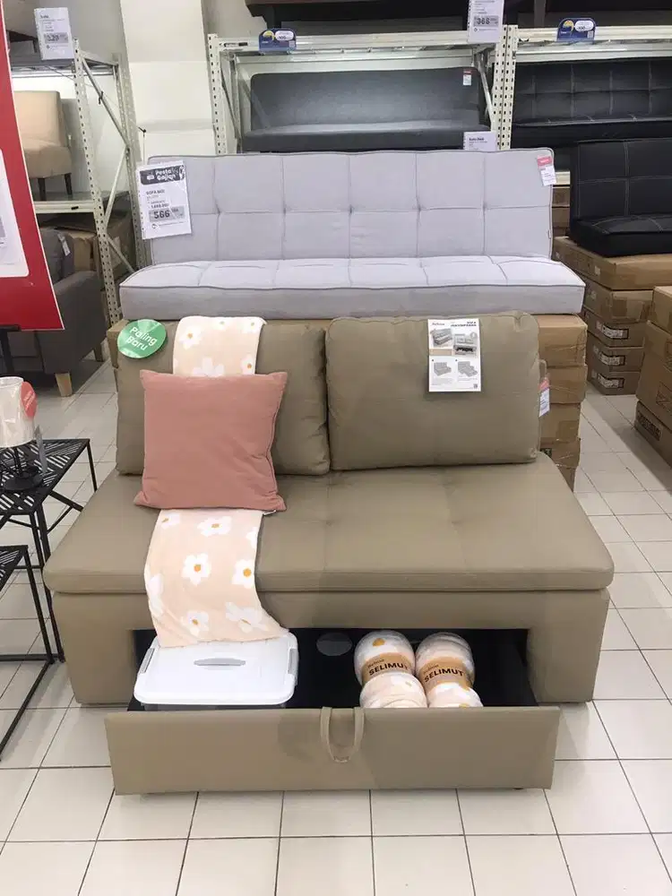 Selma Toshi Sofa Dengan Penyimpanan Kulit 2 Seater - Cokelat