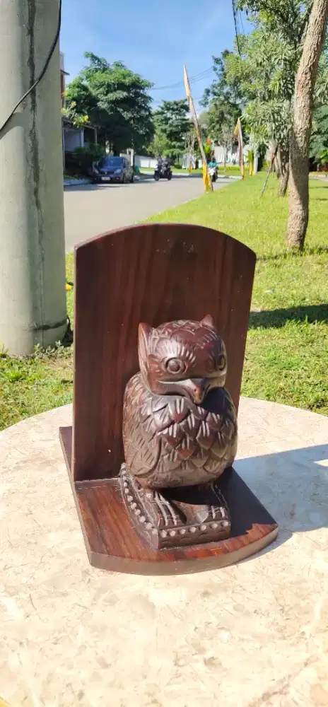 (Eks Sitaan dari Koruptor)Pajangan Kayu Jati Ukir Burung Hantu / OWL