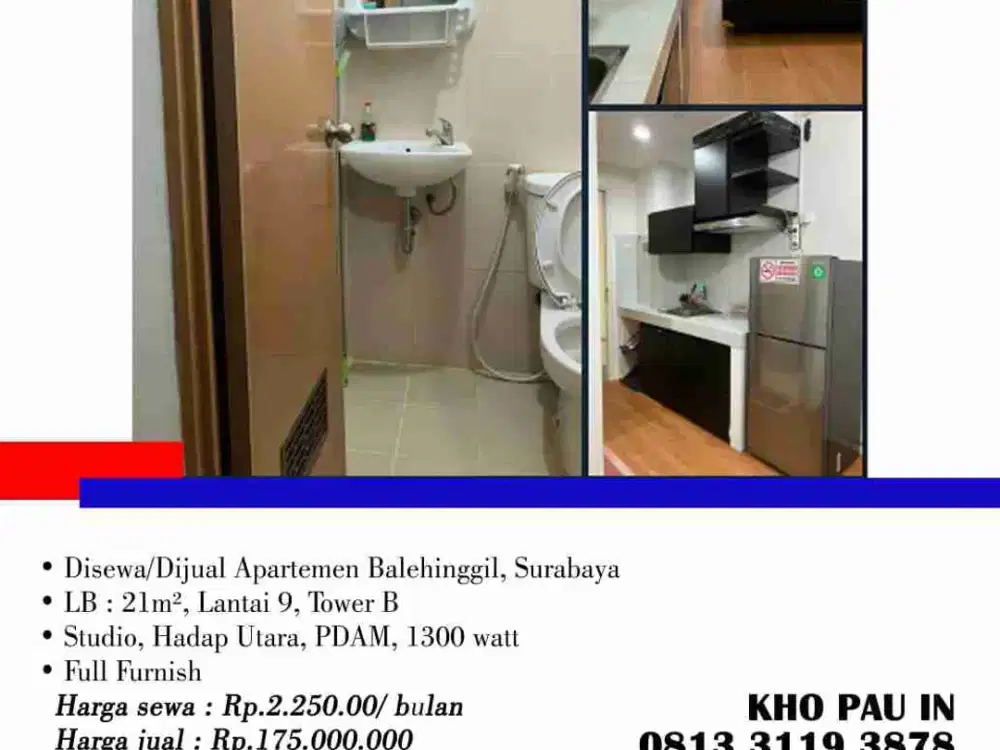 Disewa/Dijual Apartmen Balehinggil, Surabaya