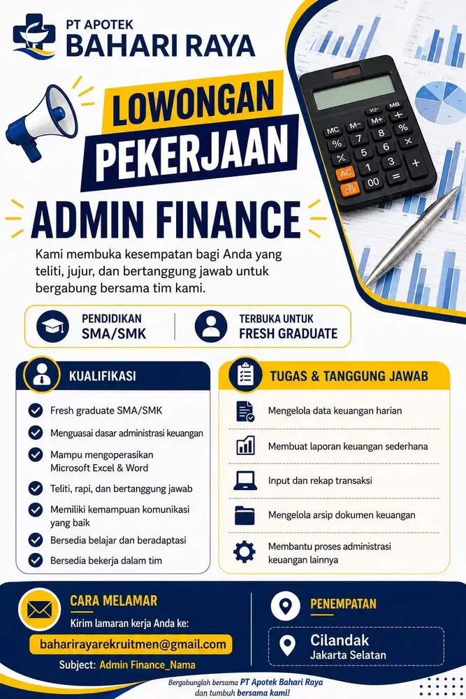 Lowongan Kerja Admin Finnance