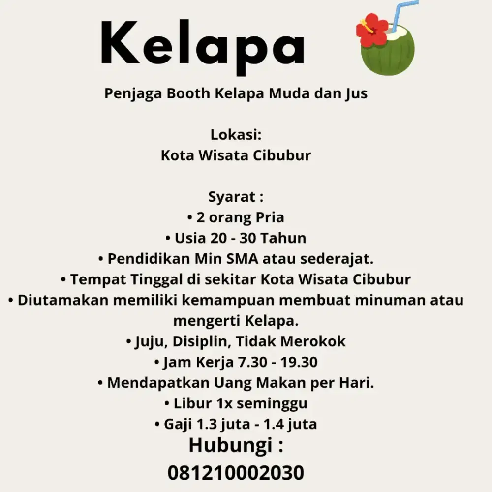 Penjaga Booth Kelapa Muda dan Jus