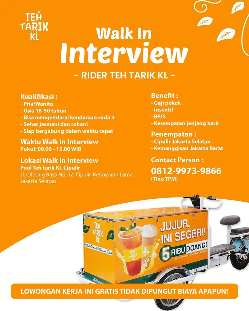 lowongan rider teh tarik