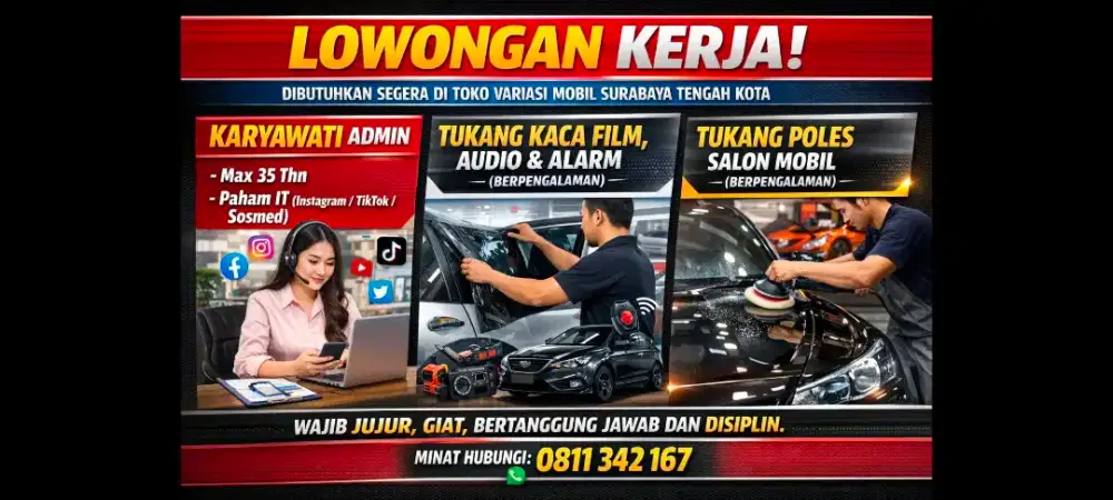 Lowongan toko variasi dan salon mobil