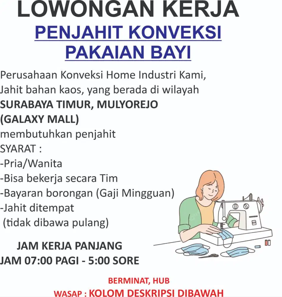 LOWONGAN PENJAHIT