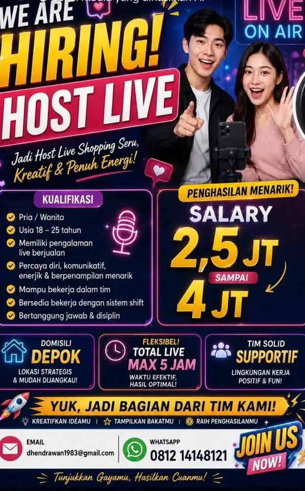 DICARI HOST LIVE BERPENGALAMAN