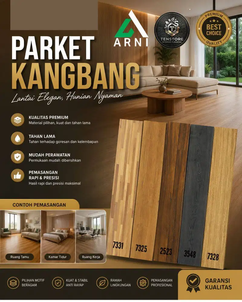 Flooring Parket KANG BANG Motif Wood Tebal 8mm | Dekorasi lantai Motif
