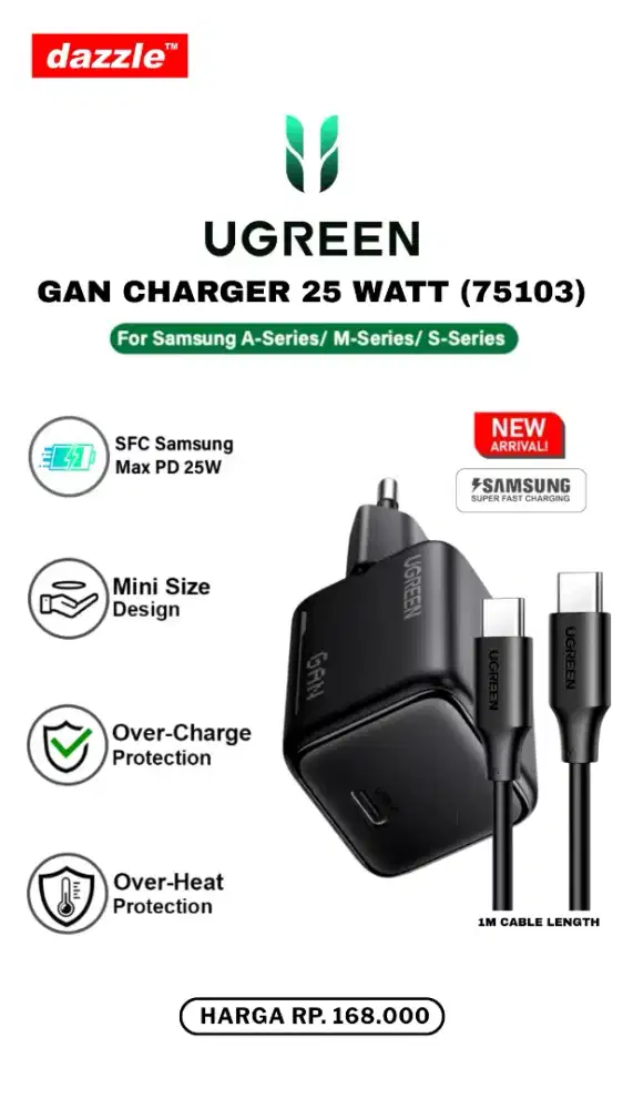 UGREEN GAN CHARGER SET TYPE C 25W (75103)