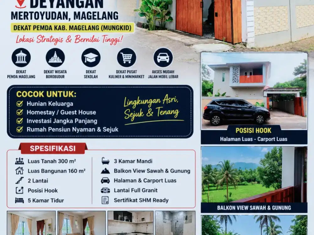 RUMAH 2 LANTAI SUPER MURAH DEKAT PEMDA DAN MASJID AGUNG MUNGKID MAGELANG