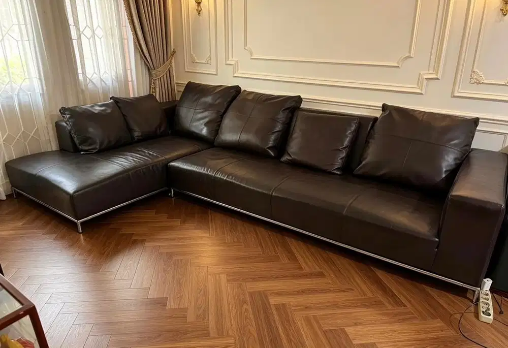Sofa L Shape Brand Camerich Full Leather Genuine ( Kulit Sapi )