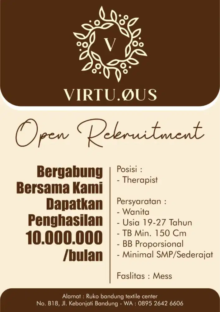 Dibutuhkan segera terapis perempuan