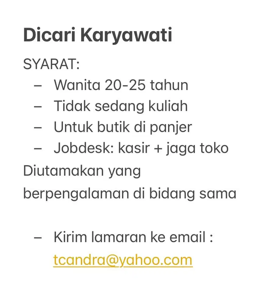 SPG toko baju butik wanita