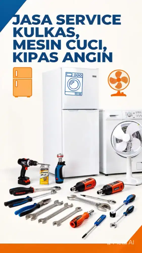 Jasa servis kulkas, mesin cuci, kipas angin