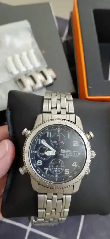 Jam Tangan pria Seiko Pilot Chronograph 7T32-7E50
