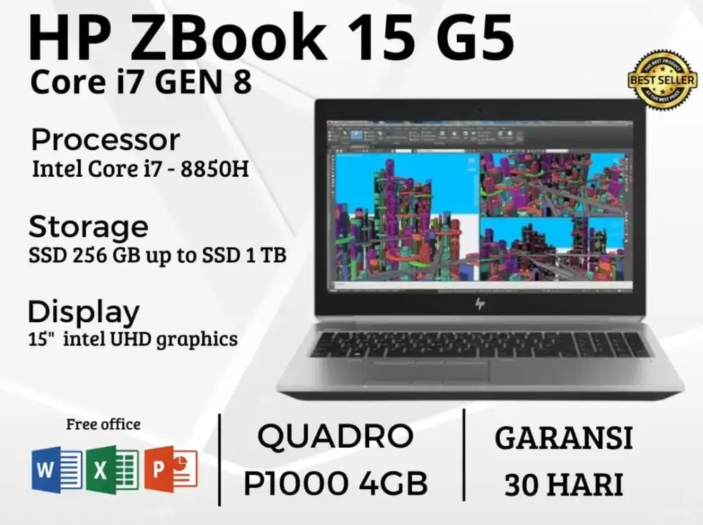 LAPTOP HP ZBOOK G5 CORE i7 G8 RAM 16 SSD 256 Nvidia Quadro P2000