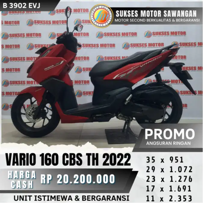 ISTIMEWA HONDA VARIO 160 CBS TH 2022 MERAH MULUS BISA KREDIT BERGARANS