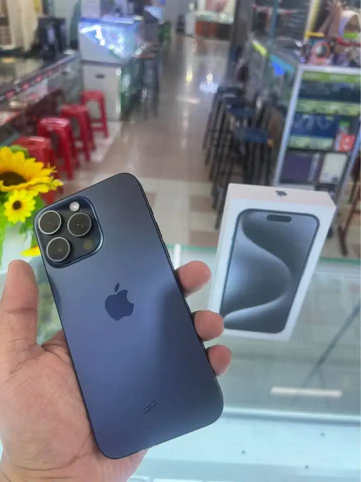 Iphone 15 Promax 256 GB IBOX (Blue Titanium) Mulus Jossjiss