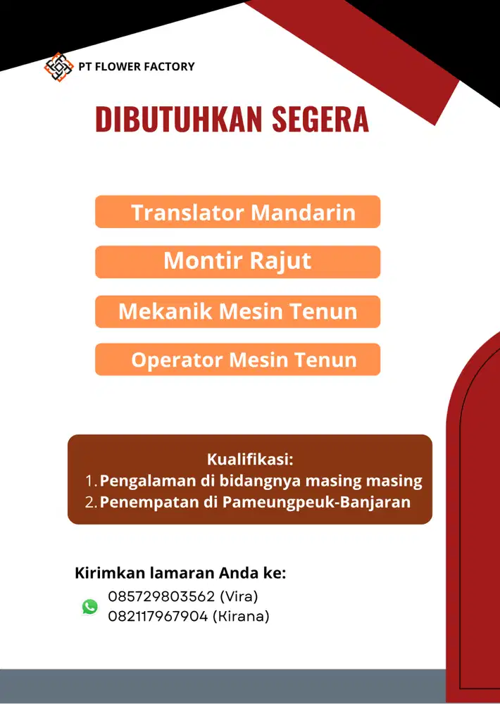 LOWONGAN KERJA PABRIK KONVEKSI