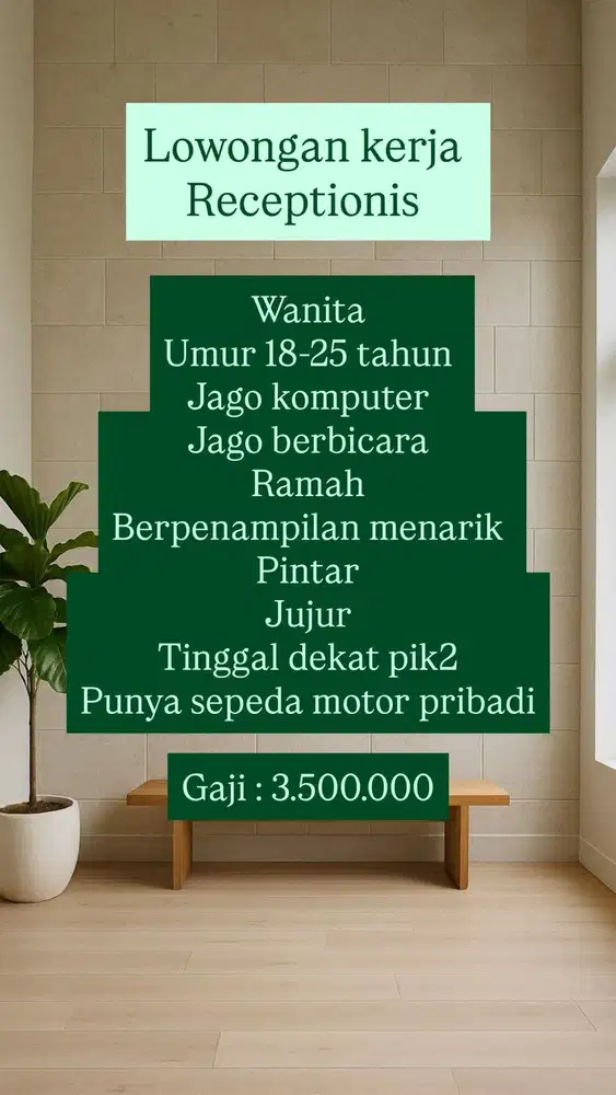 Loker Pik Resepsionis
