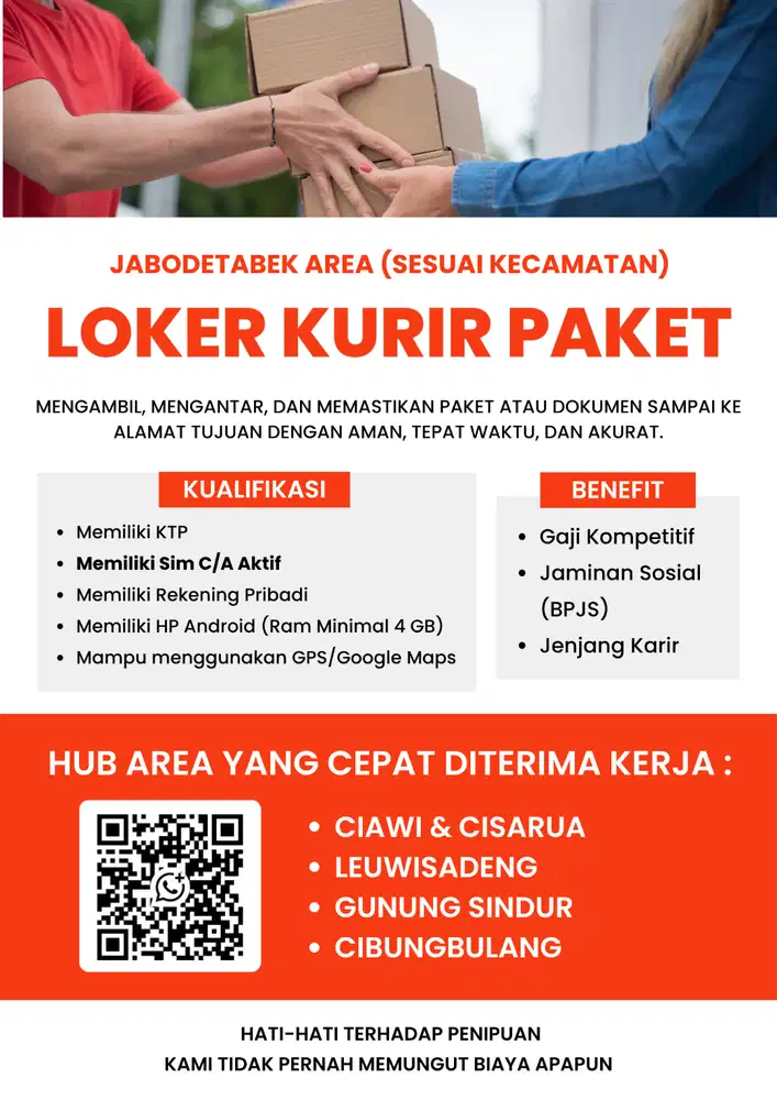 LOWONGAN KERJA EKSPEDISI AREA JABODETABEK