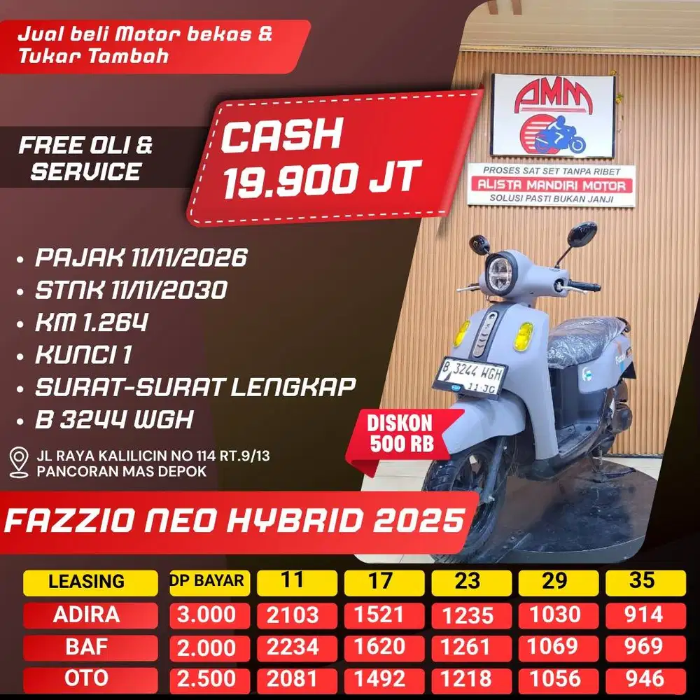 FAZZIO NEO HYBRID 2025 PAJAK HIDUP KM LOW CASH / KREDIT CC 0% ALISTA