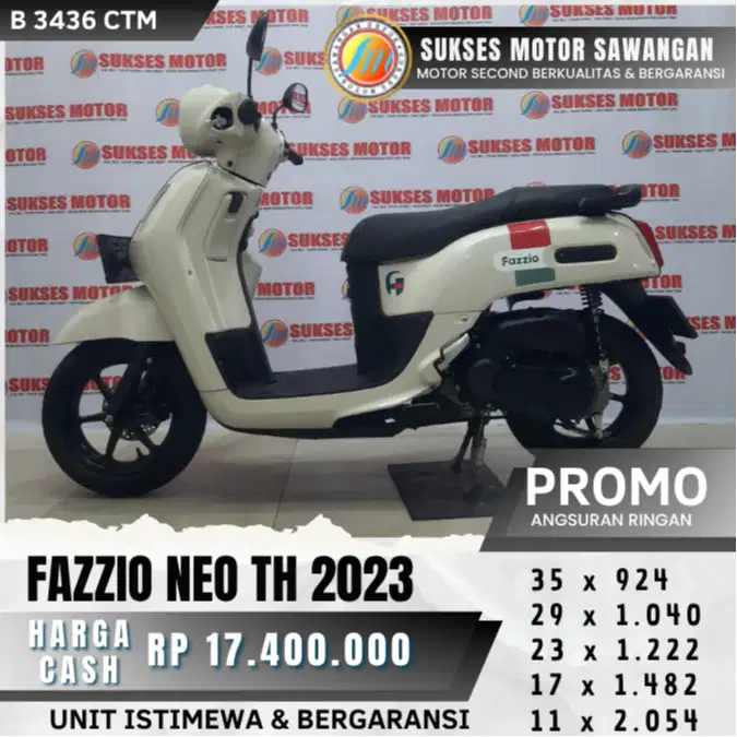 MULUS ISTIMEWA YAMAHA FAZZIO NEO TH 2023 PUTIH BISA KREDIT BERGARANSI