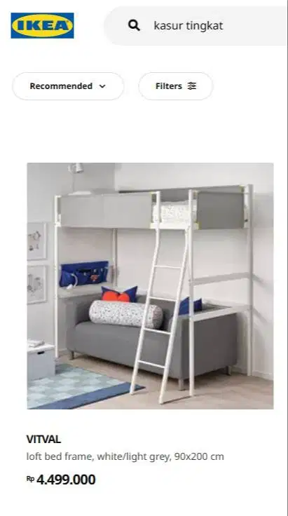 Rangka + Kasur Tingkat IKEA Bekas Siap Pakai – Kondisi Masih Bagus