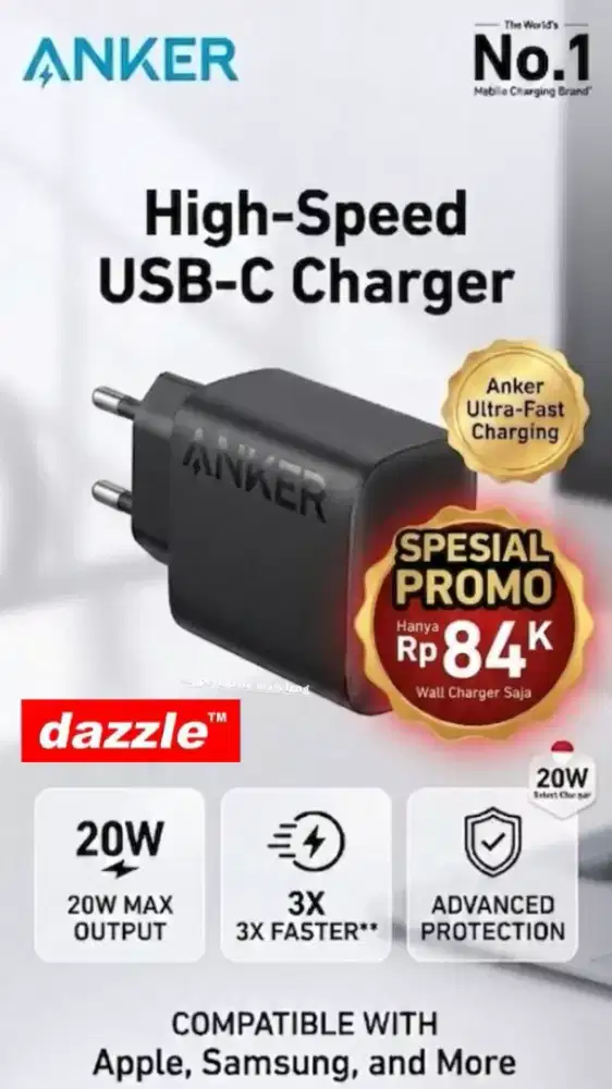Tc anker 20 watt USB C wall black