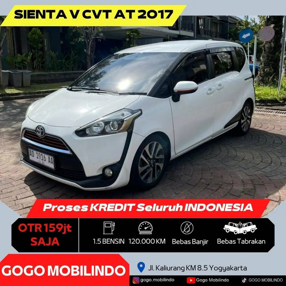 Toyota Sienta V CVT Matic 2017 Plat AD ORISINIL DP Minim Freed
