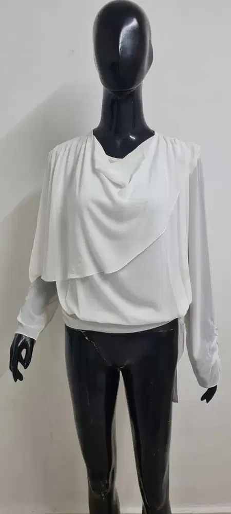 Atasan putih drappery premium, atasan sifon, blouse putih drappery