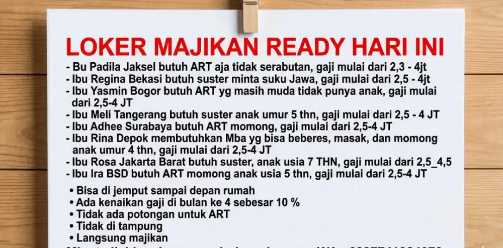 Loker terbaru majikan langsung