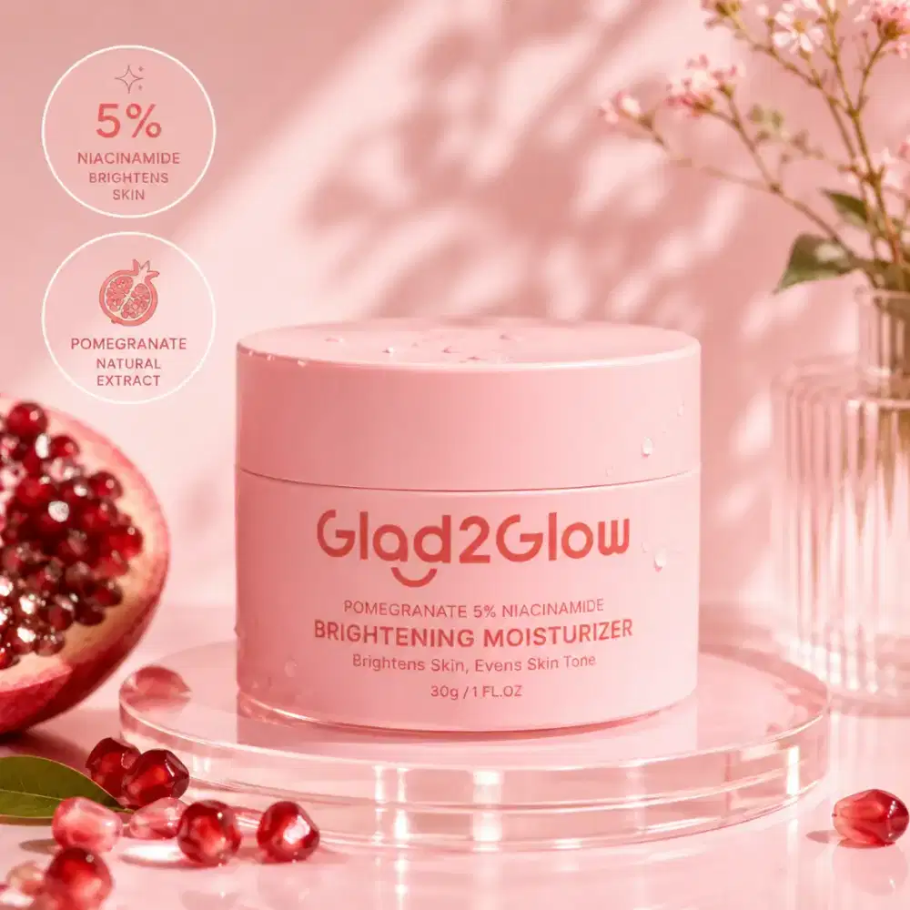 Glad2Glow Brightening Moisturizer Pomegranate 5% Niacinamide