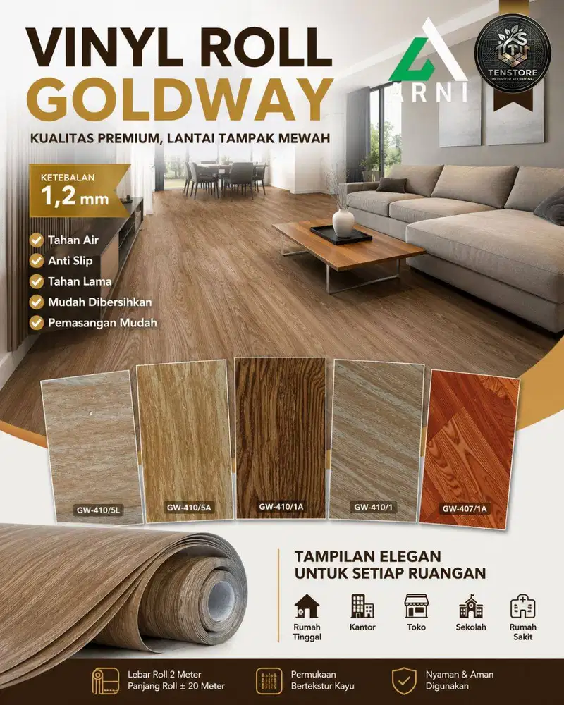LG Hausys Vinyl Roll Goldway | Lantai Vinyl Motif Kayu Modern & Tahan